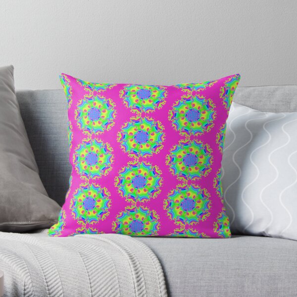 Rainbow Silky Flower Throw Pillow