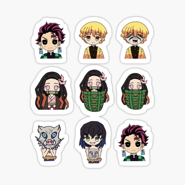 chibi demon slayer kimetsu no yaiba sticker by kikooart27 redbubble