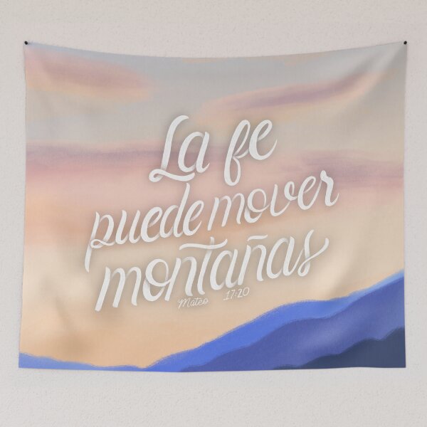 Item preview, La fe puede mover montañas. Mateo 17:20 - Bible Verse designed and sold by GraphicsbyNel.