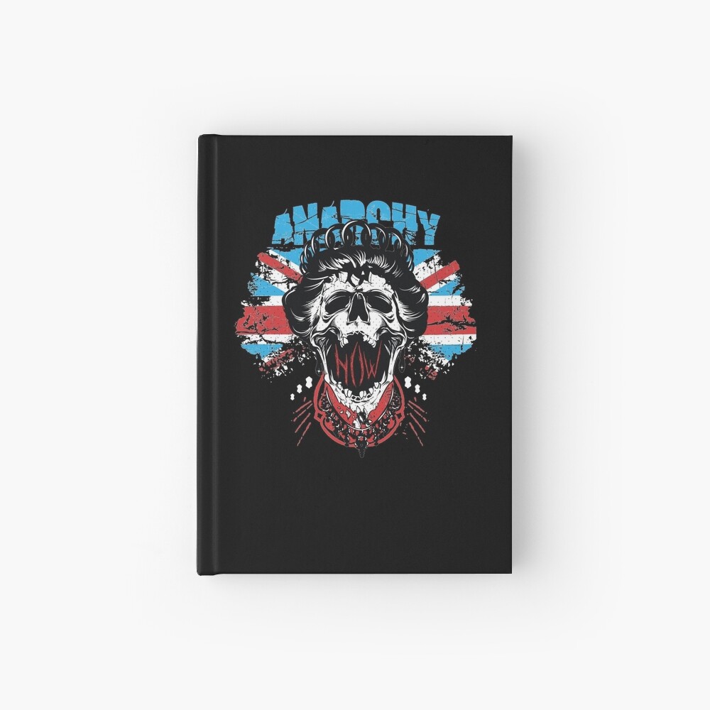 Union Jack Flag Anarchy In The UK Queen Skull United Kingdom Retro Pride Hardcover Journal