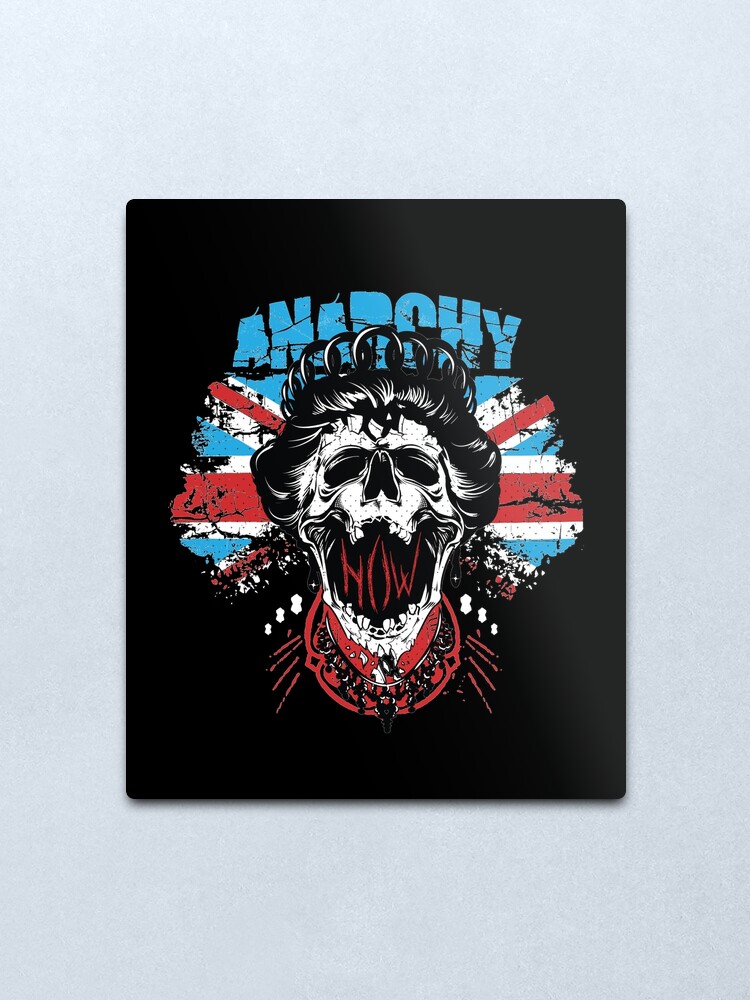 Alternate view of Union Jack Flag Anarchy In The UK Queen Skull United Kingdom Retro Pride Metal Print