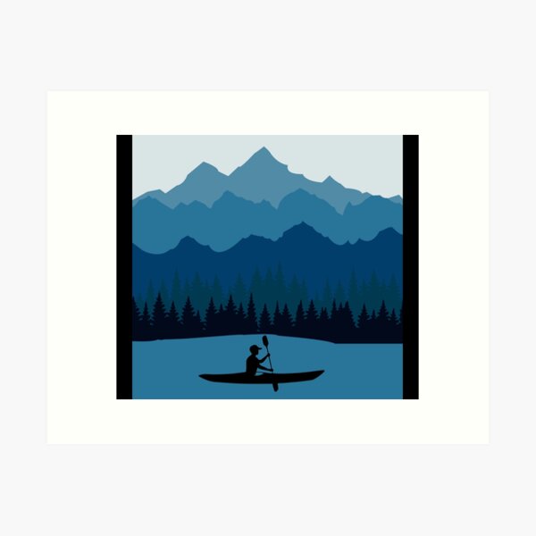 Item preview, Retro Mountain River Lake Kayaking Canoe Kayak Paddling designed and sold by merchzy.