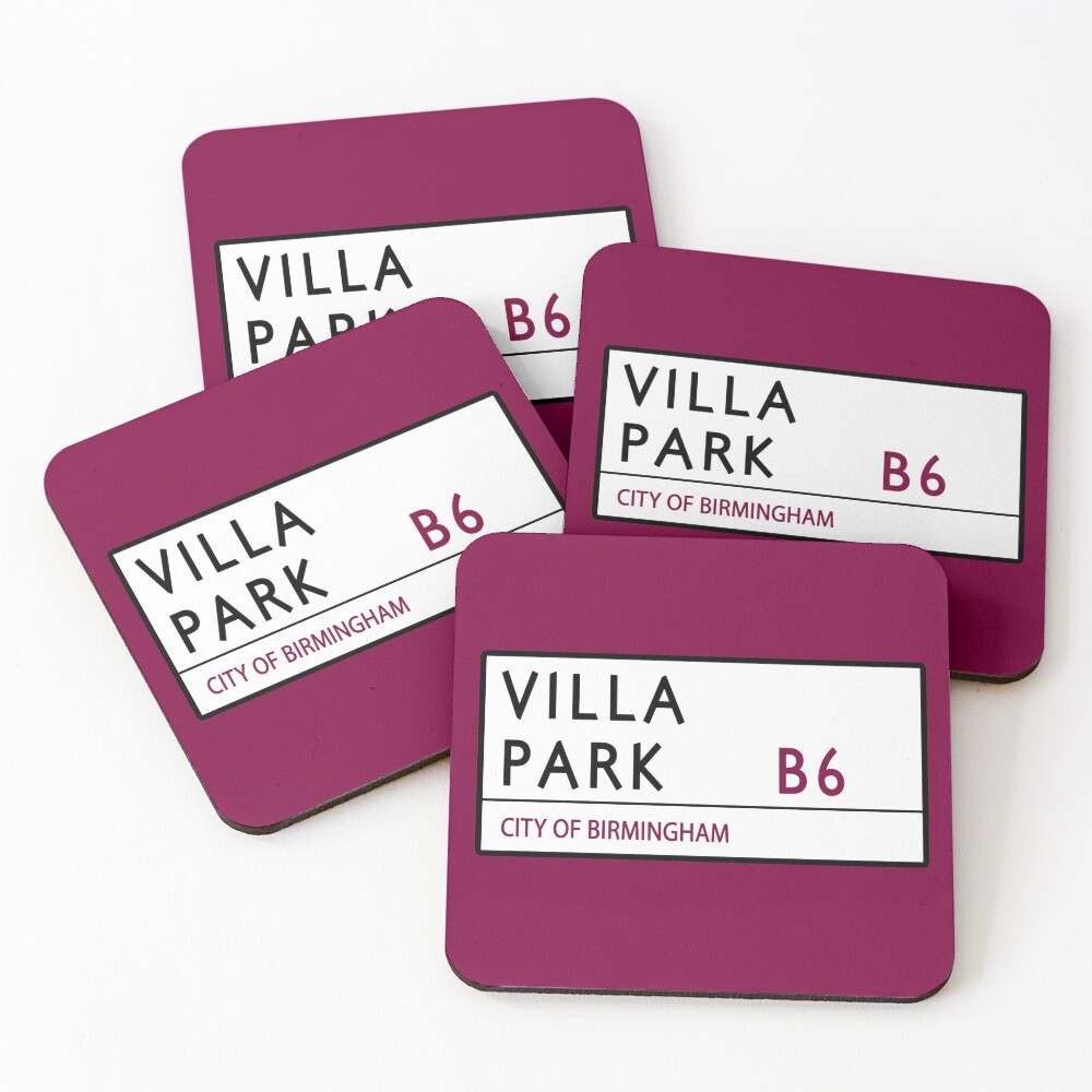 Villa Park Road Sign Coasters (Set of 4)