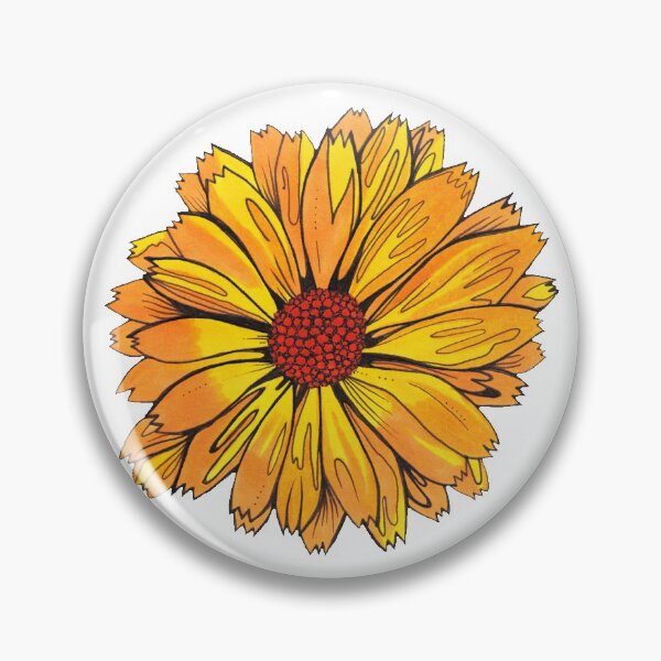 Item preview, Yellow Calendula Flower Motif designed and sold by inkhivecreative.