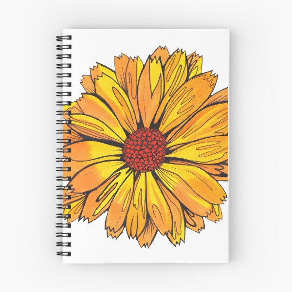 Item preview, Yellow Calendula Flower Motif designed and sold by inkhivecreative.