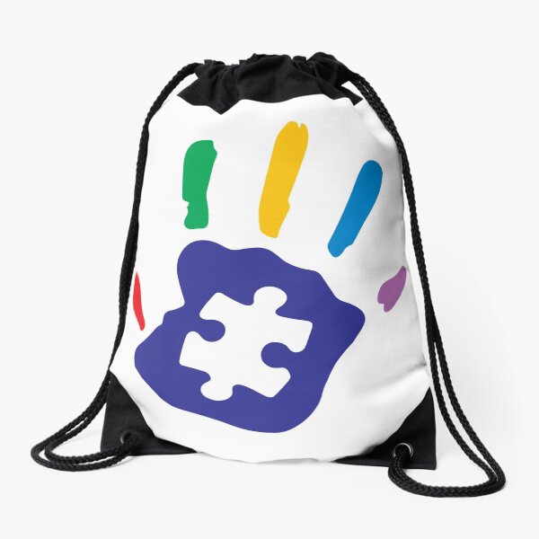 Colorful Autism Hand Drawstring Bag