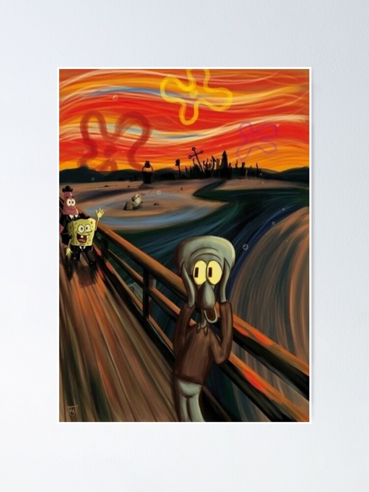 The Scream By Edvard Munch Spongebob Parody Poster By Luna7 Redbubble