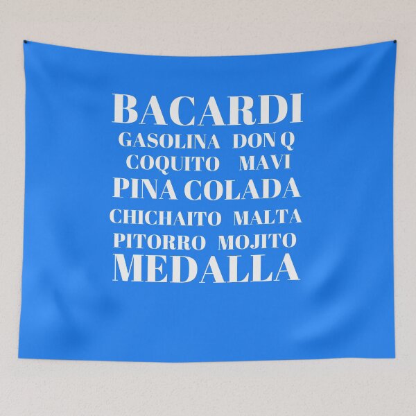 Item preview, Popular Drinks in Puerto Rico White on Blue designed and sold by Cynt Kelly-West.