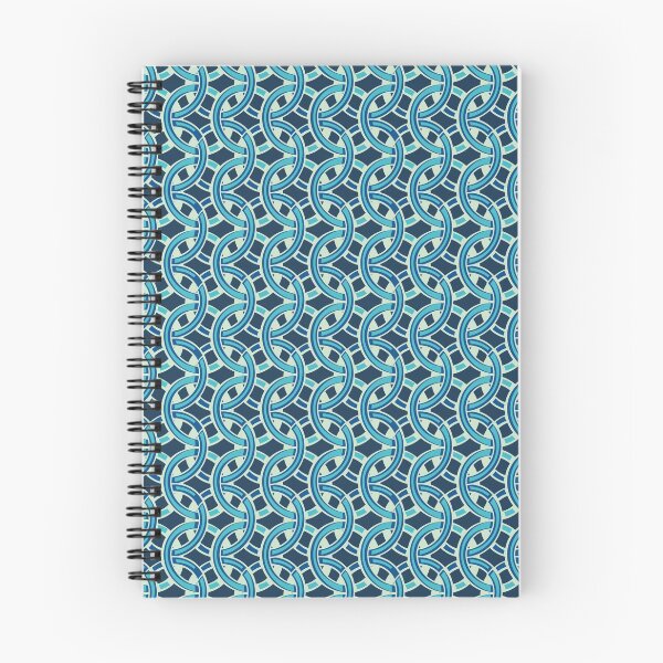 Item preview, Rhythmic geometric pattern - chain mail from turquoise rings on navy blue background. designed and sold by Helena6.