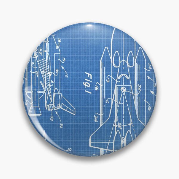 Aperçu de l'œuvre Art de brevet d'invention de navette spatiale de la NASA, Blueprint créée et vendue par Stephen Chambers / The Pop Art Factory.