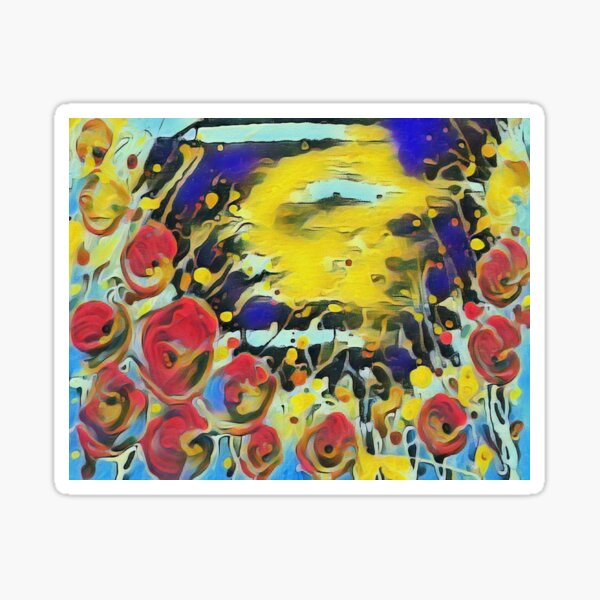 Poppy Garden 19 designed & created by (c) Janet Watson Art Sticker