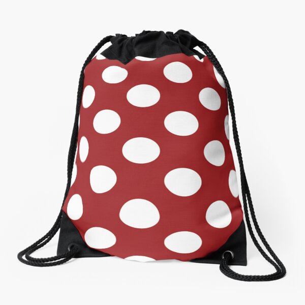 Polka Dots Large Pattern Blanc et Rouge Sac à cordon