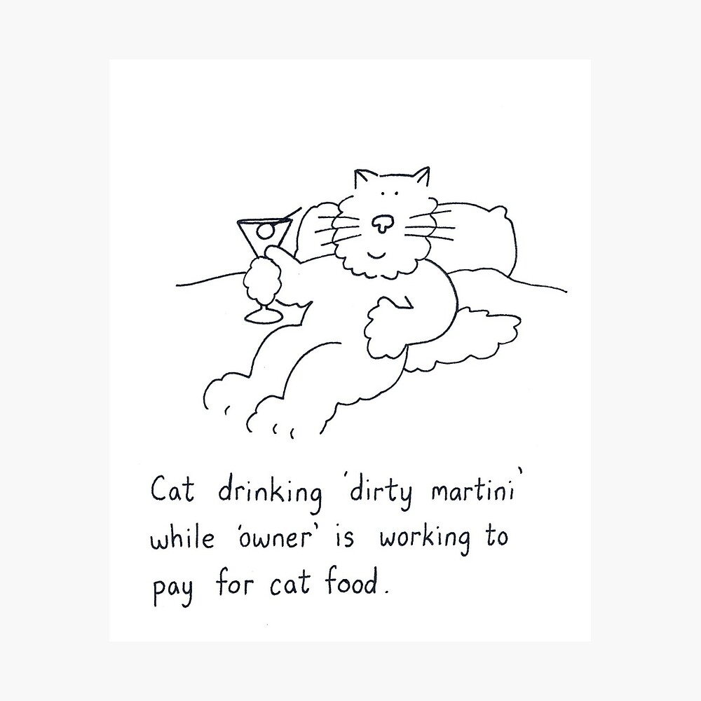 Eine Cartoon Katze Die Einen Schmutzigen Martini Trinkt Postkarte Von Katetaylor Redbubble