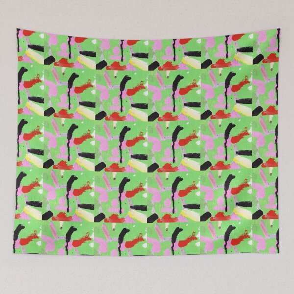 Item preview, Peinture enfant multicolore sur fond vert fluo   designed and sold by Carré Comme Orange.