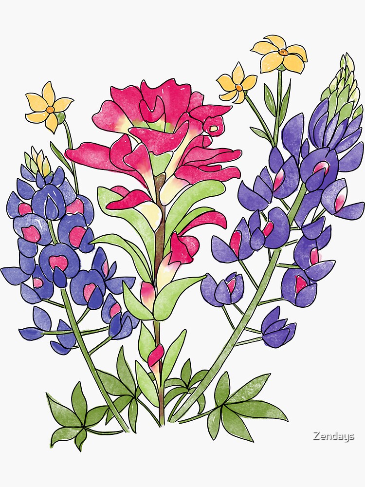 “Texas wildflower bouquet " Sticker for Sale by Zendays | Redbubble