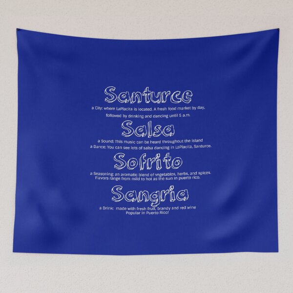 Item preview, SanturceSalsa  - White on Dark Blue designed and sold by Cynt Kelly-West.
