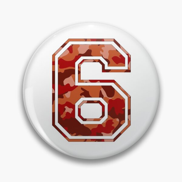 Item preview, Team Sports Uniform Number #6 - Orange Camouflage designed and sold by RiplMedia.