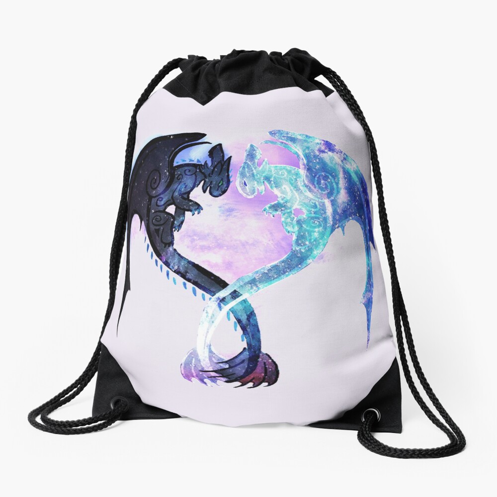 Dragon Heart Toothless and Light Fury Drawstring Bag