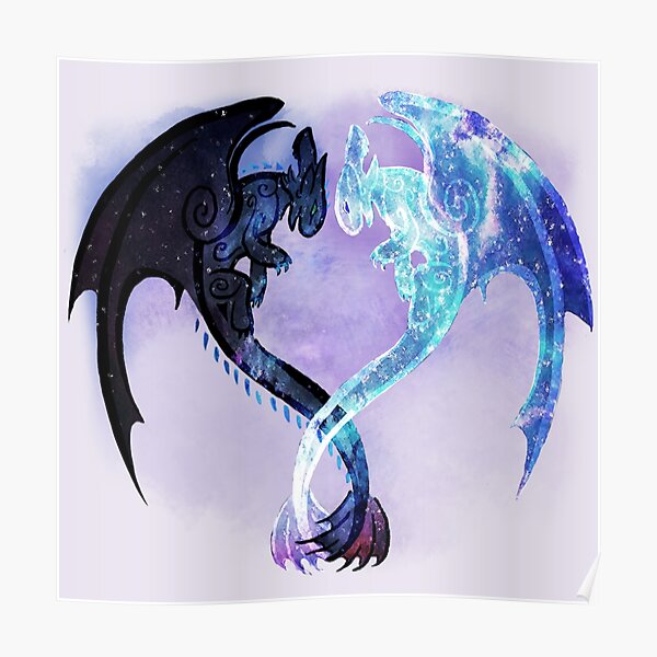 Dragon Heart Toothless and Light Fury Poster