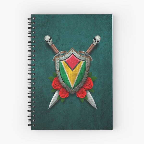 Item preview, Guyanese Flag on a Worn Shield and Crossed Swords designed and sold by JeffBartels.