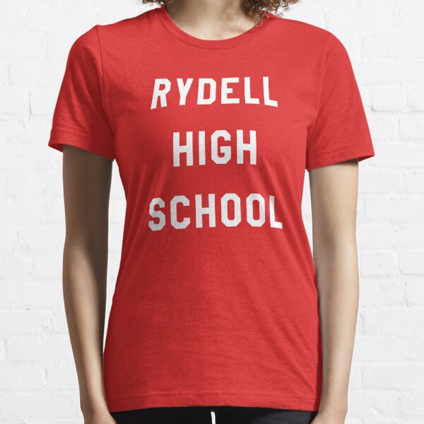 RYDELL HIGH ~ GREASE ~ ADULT BLACK T-SHIRT with RED DENIM SIZE S-XXL