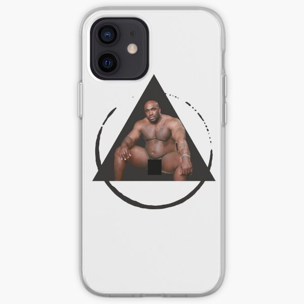 Amigo negro sentado en la cama con su polla fuera Funda blanda para iPhone