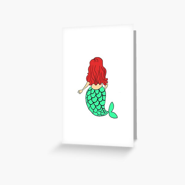 Little Mermaid Green Redhead Greeting Card