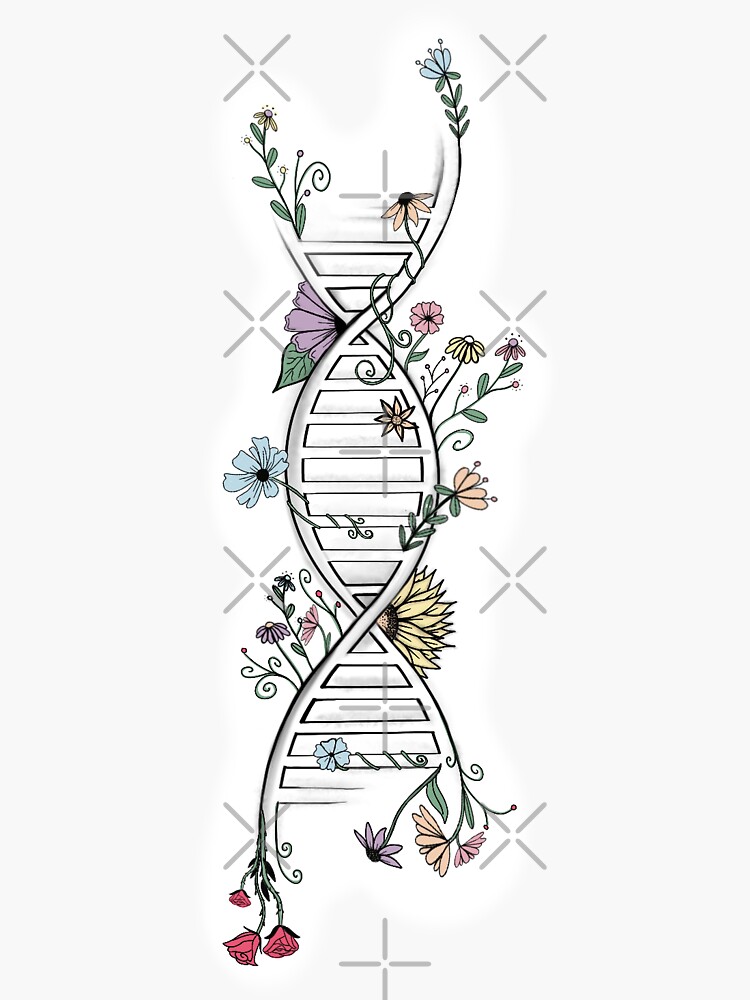 Thumbnail 3 of 3, Sticker, floral DNA with colour  designed and sold by Katie Clarke.