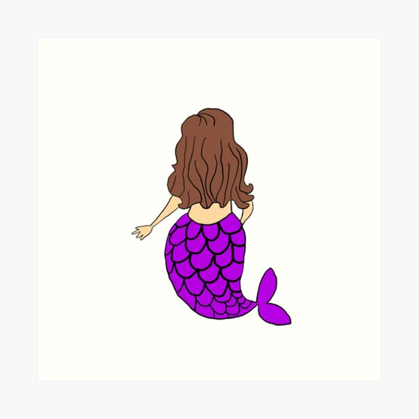 Little Mermaid Purple Brunette Art Print