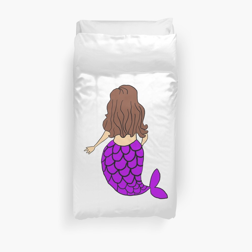 Little Mermaid Purple Brunette Duvet Cover