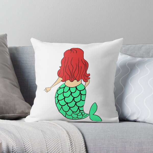 Little Mermaid Green Redhead Throw Pillow