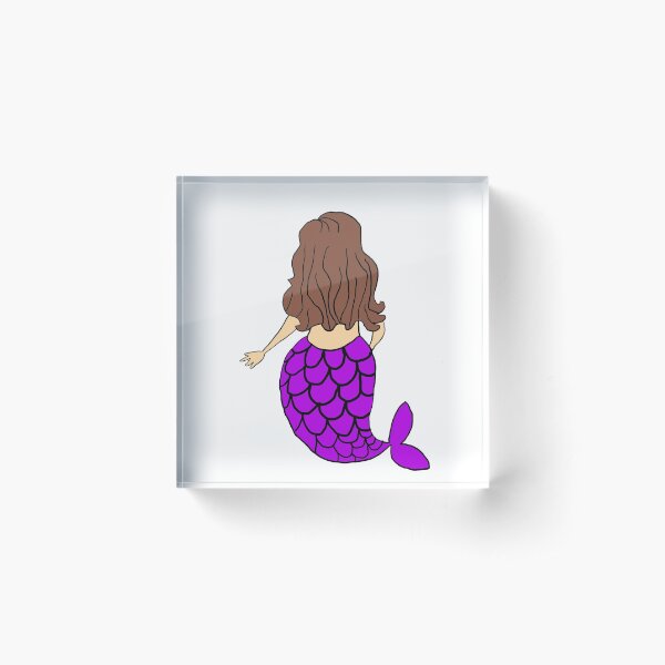 Little Mermaid Purple Brunette Acrylic Block