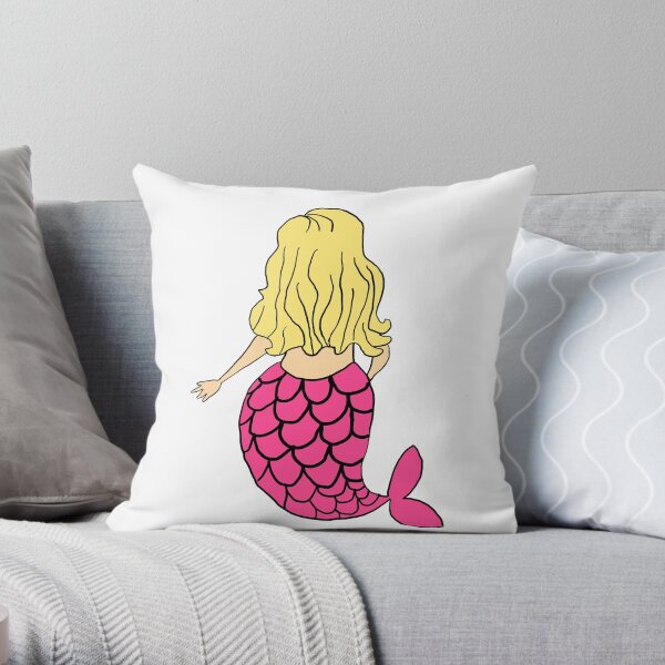 Little Mermaid Pink Blonde Throw Pillow