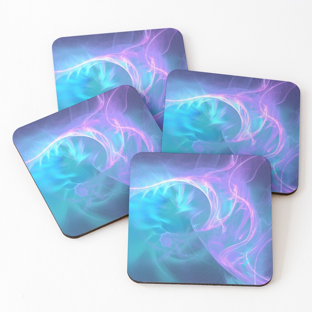 Liquid electricity fractal flames Coasters (Set of 4)