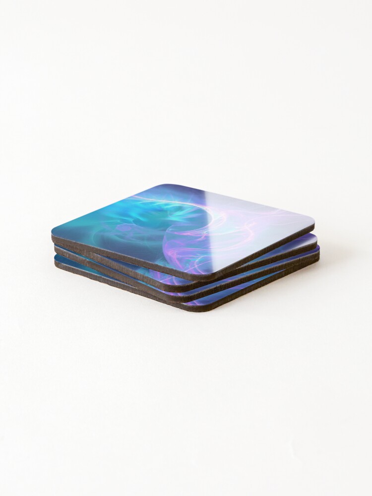 Alternate view of Liquid electricity fractal flames Coasters (Set of 4)