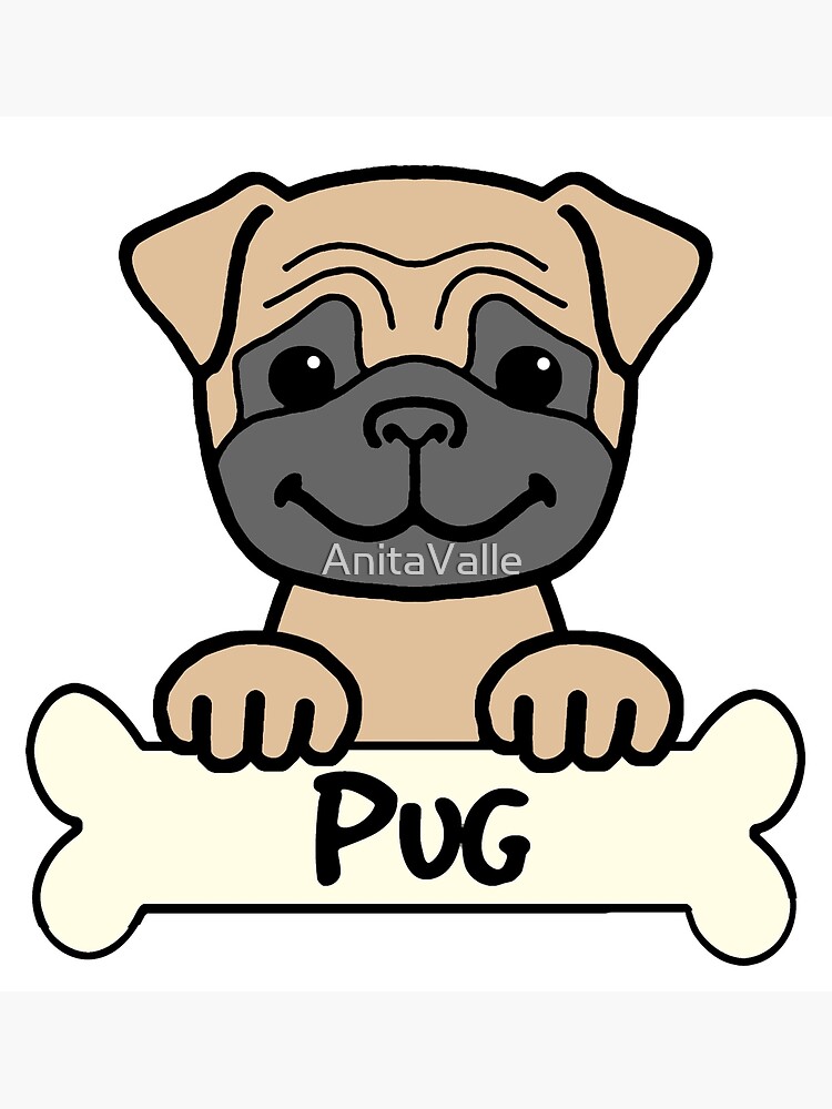 Tarjetas De Felicitacion Dibujos Animados De Pug De Anitavalle Redbubble