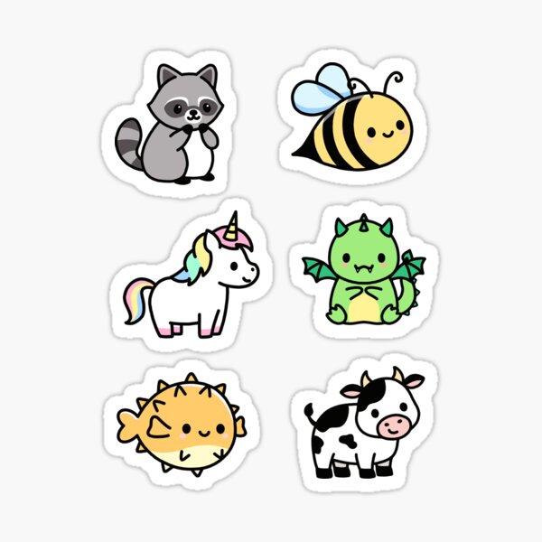 "Cute Animal Sticker Pack 5" Sticker for Sale by littlemandyart | Redbubble