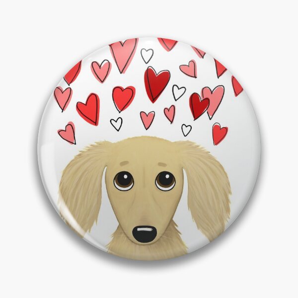 Item preview, Longhaired Cream Dachshund with Hearts designed and sold by Jenn Inashvili.