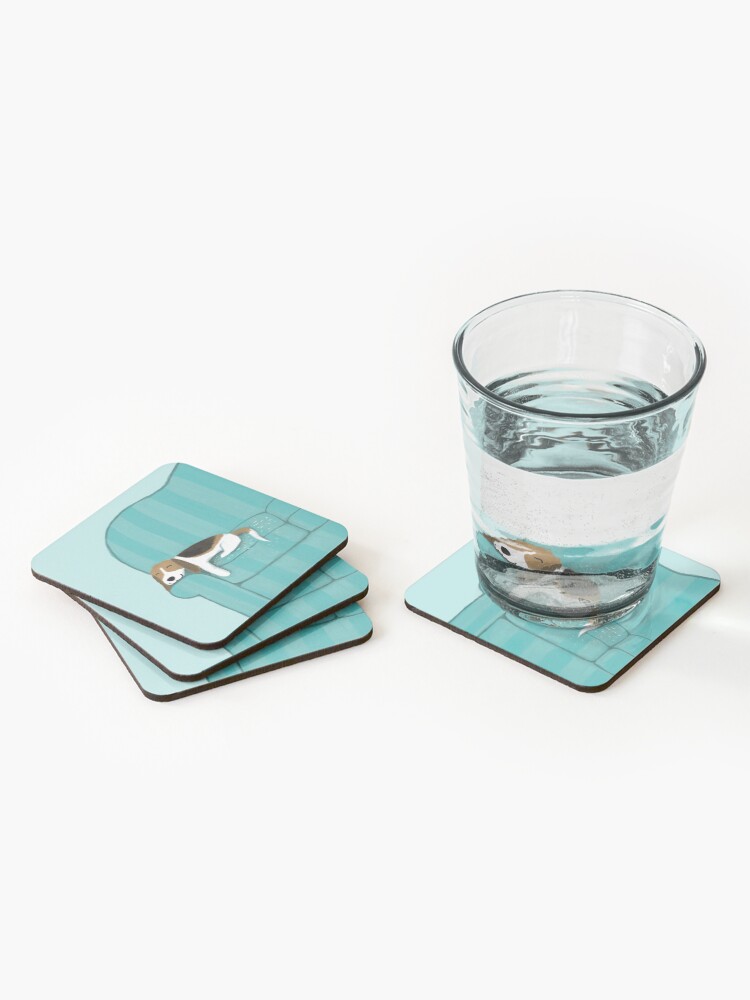 Alternate view of Happy Couch Dog | Cute Beagle Coasters (Set of 4)