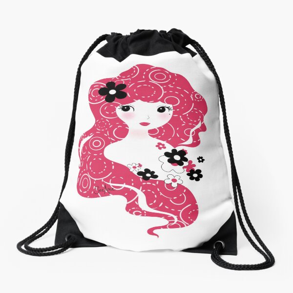 Lady Poppy Drawstring Bag