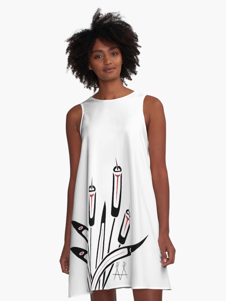 Thumbnail 1 of 4, A-Line Dress, Pasan - Cattails designed and sold by AdeleArseneau.