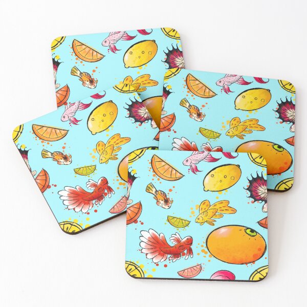 Item preview, Citrus fruit Betta freshwater fish pattern designed and sold by narwhalwall.