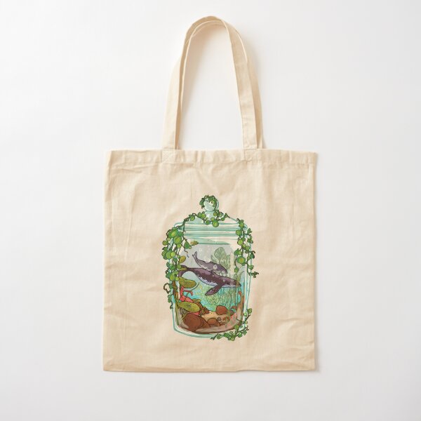 Whale Plant Terrarium Cotton Tote Bag