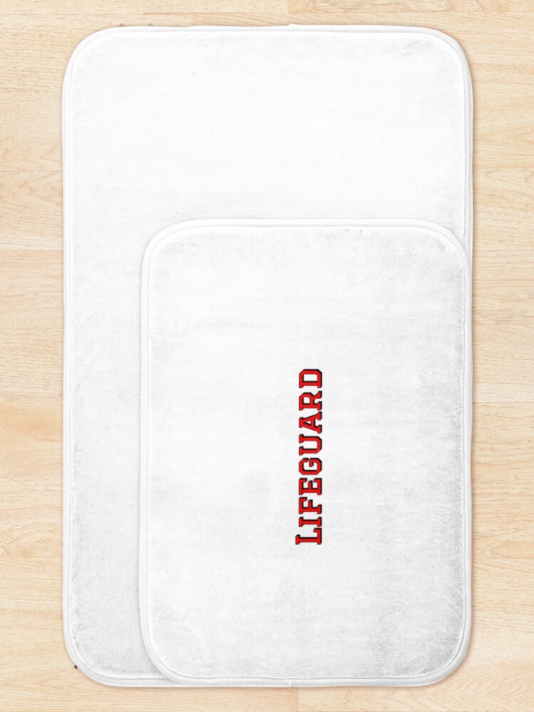 Thumbnail 5 of 6, Bath Mat, Lifeguard Sticker designed and sold by trqffic.
