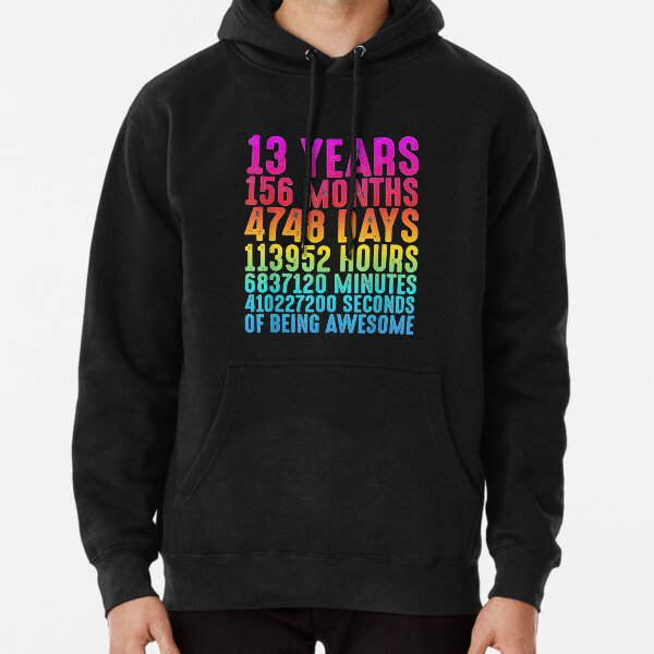 13 Years Old 13th Birthday Retro Vintage T Boys Girls Pullover Hoodie