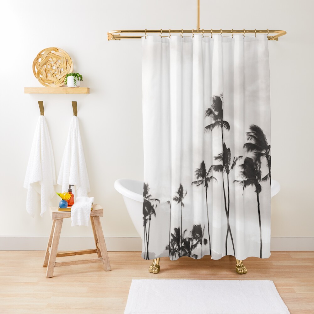B&W Paia Palm trees Shower Curtain
