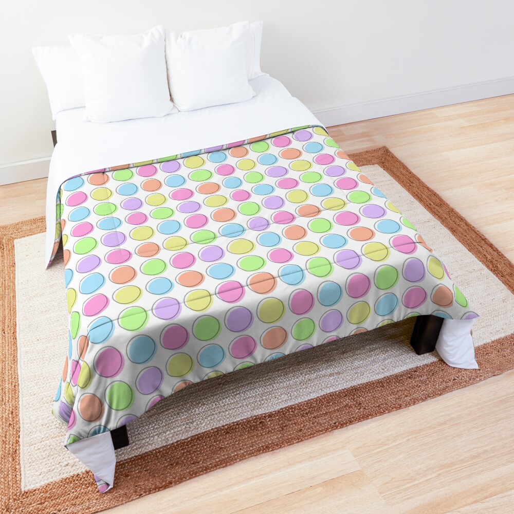 rainbow polka dot comforter