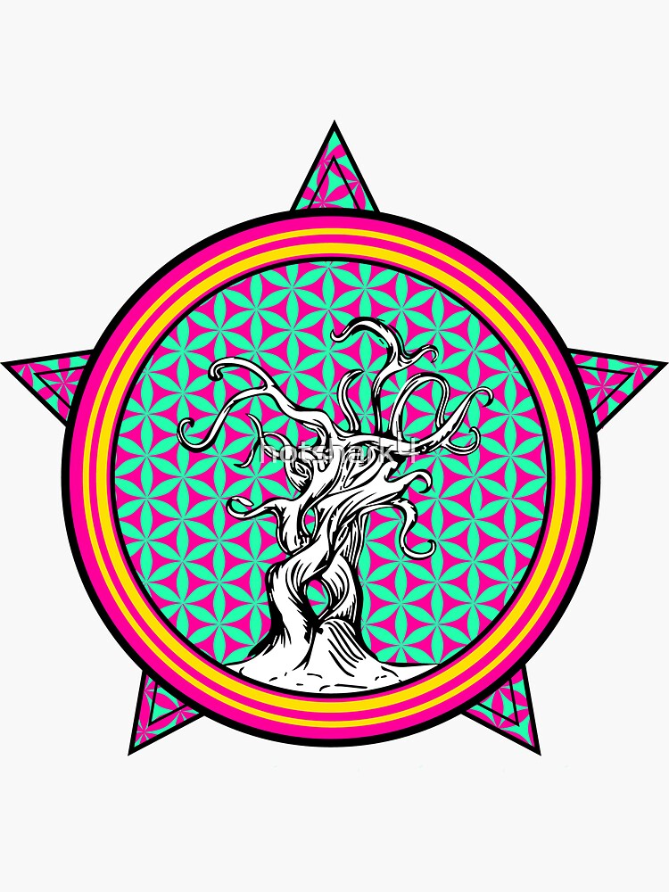 "Psychedelic Trippy Tree Sketch " Sticker by hotshark4 Redbubble