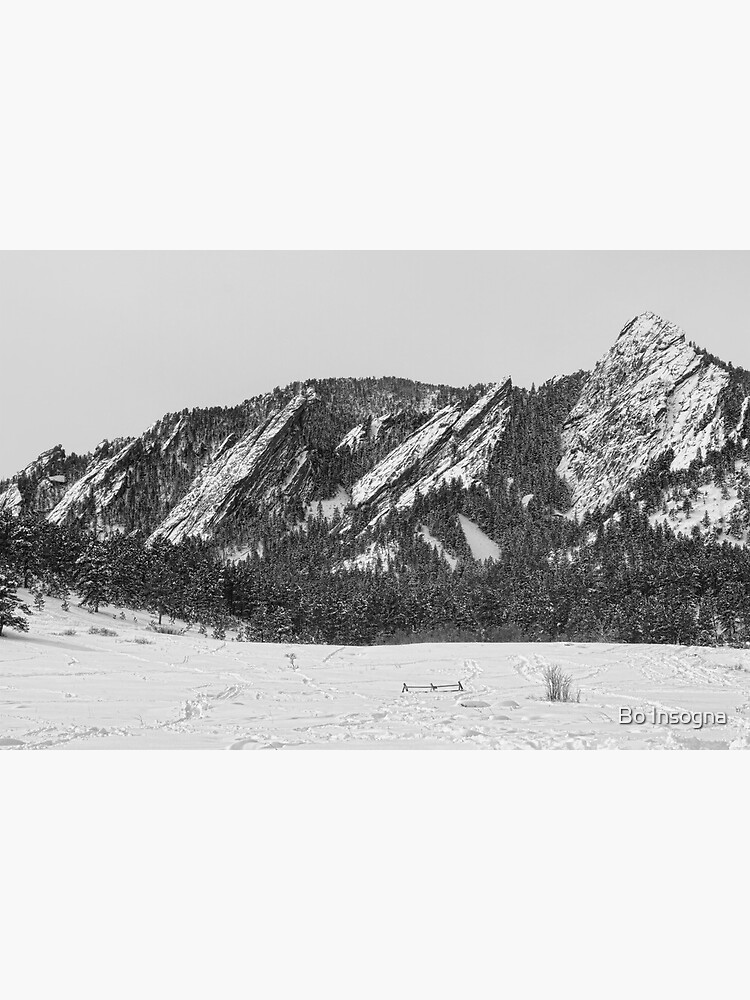 Boulder Colorado Flatirons With Snow BW by mrbo