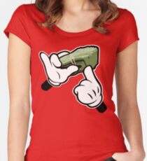 Make It Rain Cartoon Hands (Ghetto Fat Stack) Women's Fitted Scoop T-Shirt